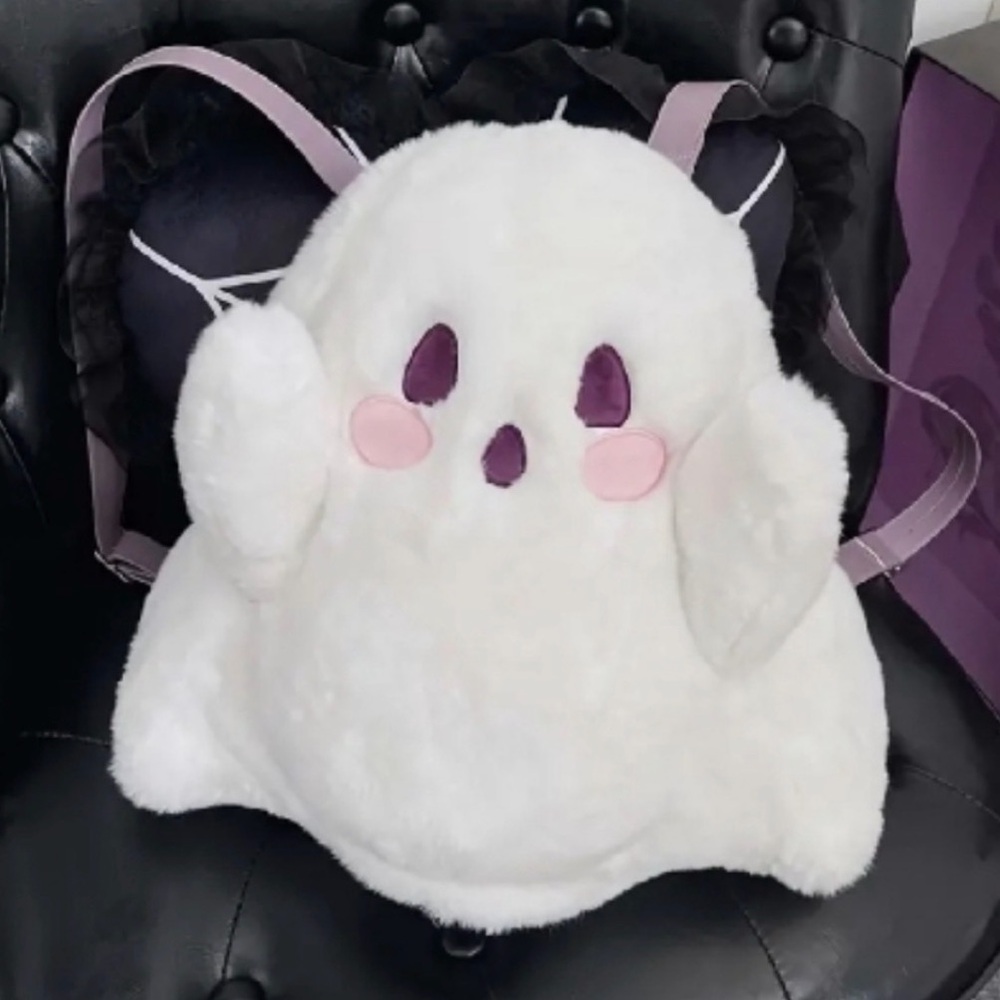 Plush White Ghost Shaped Backpack-NEW